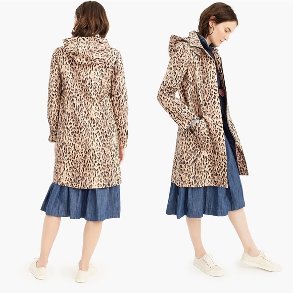 Leopard Trench Coat With Removable Hood 